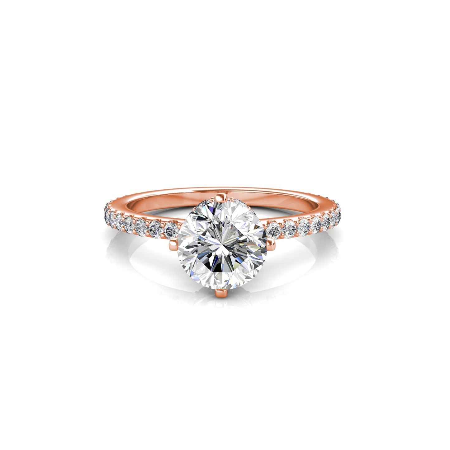 Rose Gold Finish Wedding Ring Round Cut Diamond Ring