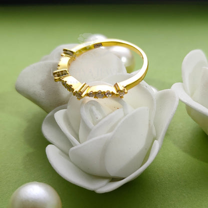 Wedding Engageent Band Ring Round Cut Diamond 14K Yellow Gold Finish Silver