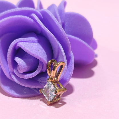 Princess Cut Diamond 14K Yellow Gold Finish Solitaire Pendant Necklace