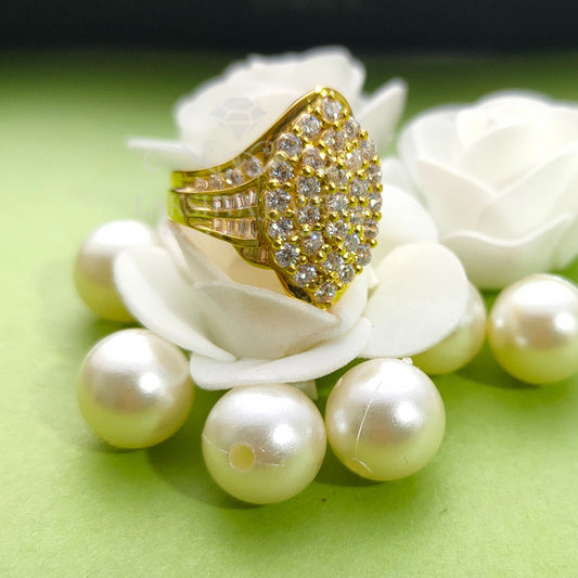 Classic 14K Yellow Gold Finish Round Cut Diamond Ring for Anniversary Gift