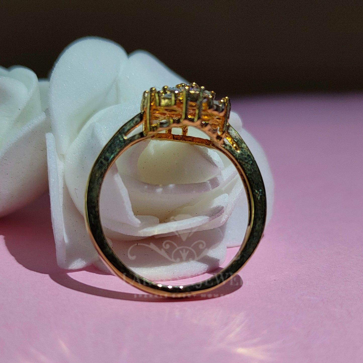 Ladies Round Cut Diamond 14K Yellow Gold Finish Promise Ring