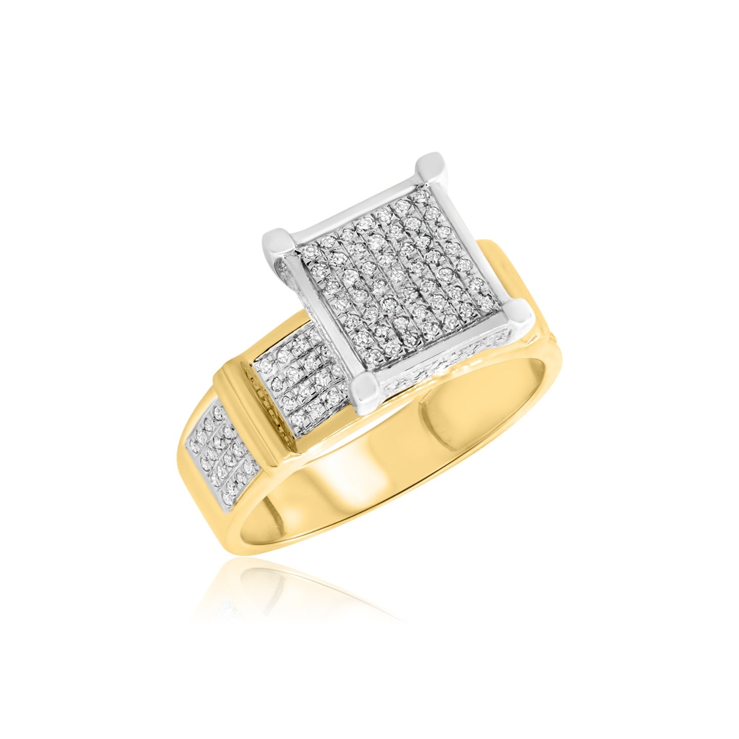 14K Yellow Gold Finish Bride & Groom Trio Ring Set For Wedding