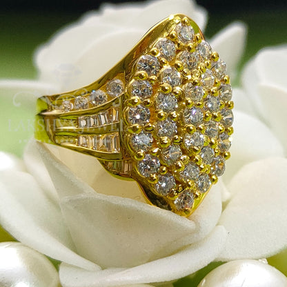 Classic 14K Yellow Gold Finish Round Cut Diamond Ring for Anniversary Gift
