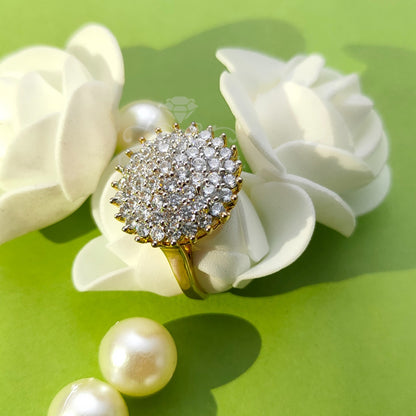 Women's 14K Yellow Gold Finish Round Cut Diamond Engagement Ring
