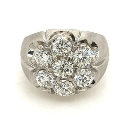 Men's 14K White Gold Finish Round Cut Diamond