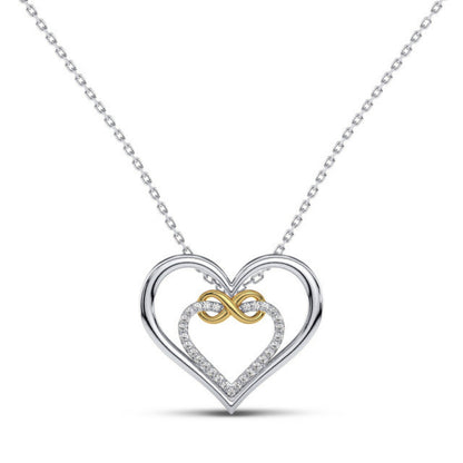 14K White Gold Finish Round Cut Diamond Infinity Love Heart Shape Pendant Gift For Love Once