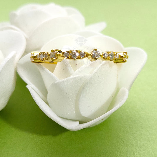 Wedding Engageent Band Ring Round Cut Diamond 14K Yellow Gold Finish Silver