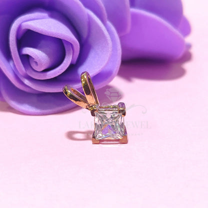 Princess Cut Diamond 14K Yellow Gold Finish Solitaire Pendant Necklace