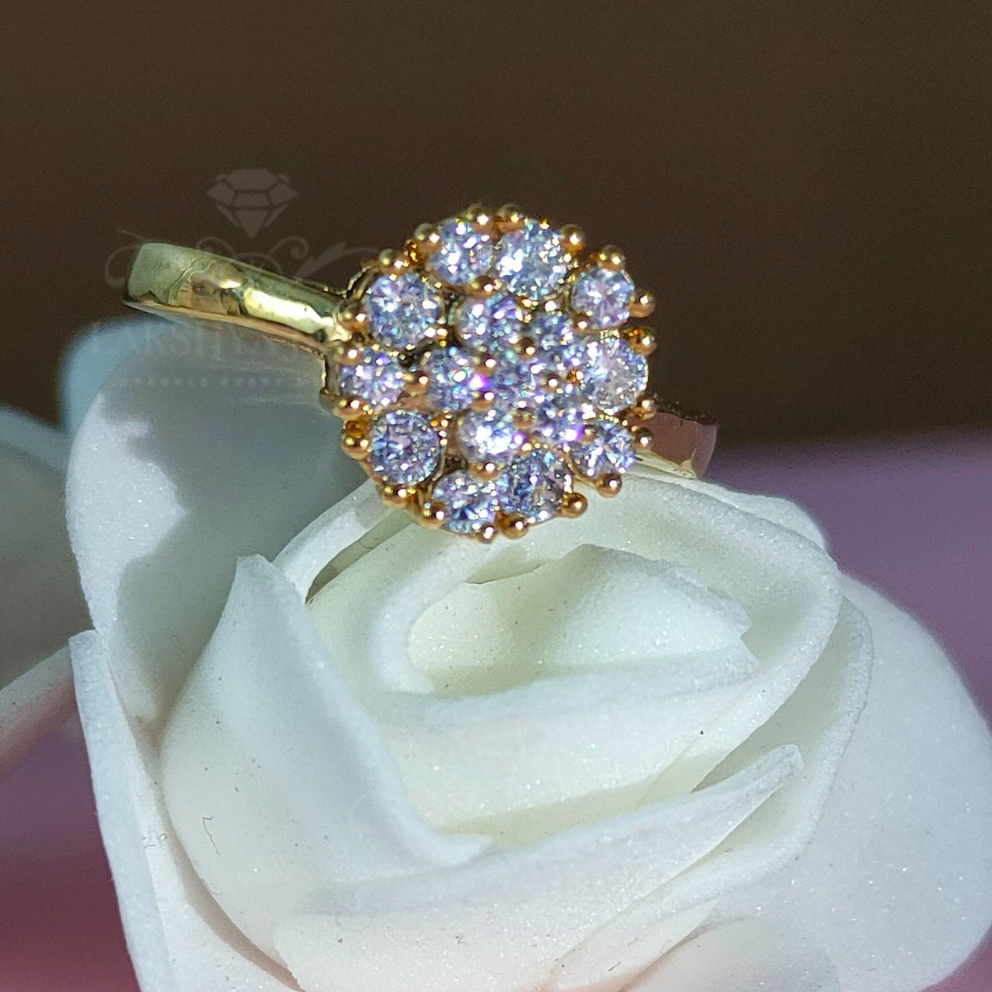 Ladies Round Cut Diamond 14K Yellow Gold Finish Promise Ring