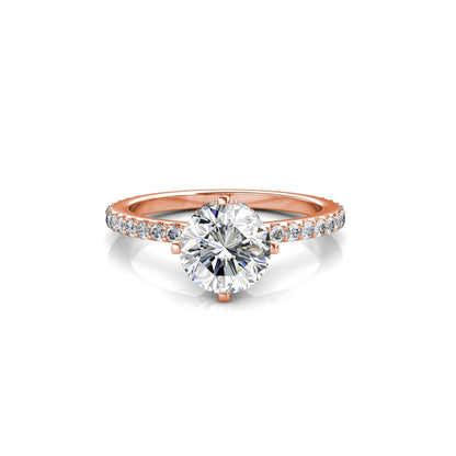 Rose Gold Finish Wedding Ring Round Cut Diamond Ring