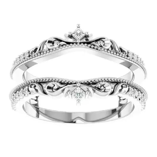 Women's Round Cut Diamond Enhancer Wrap Ring 14K White Gold Finish