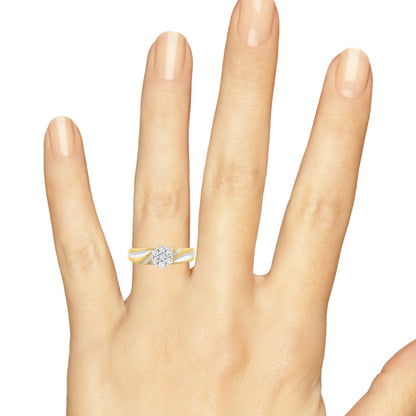 His & Her Round Cut Diamond 14K White & Yellow Gold Finish Wedding Trio Ring Set