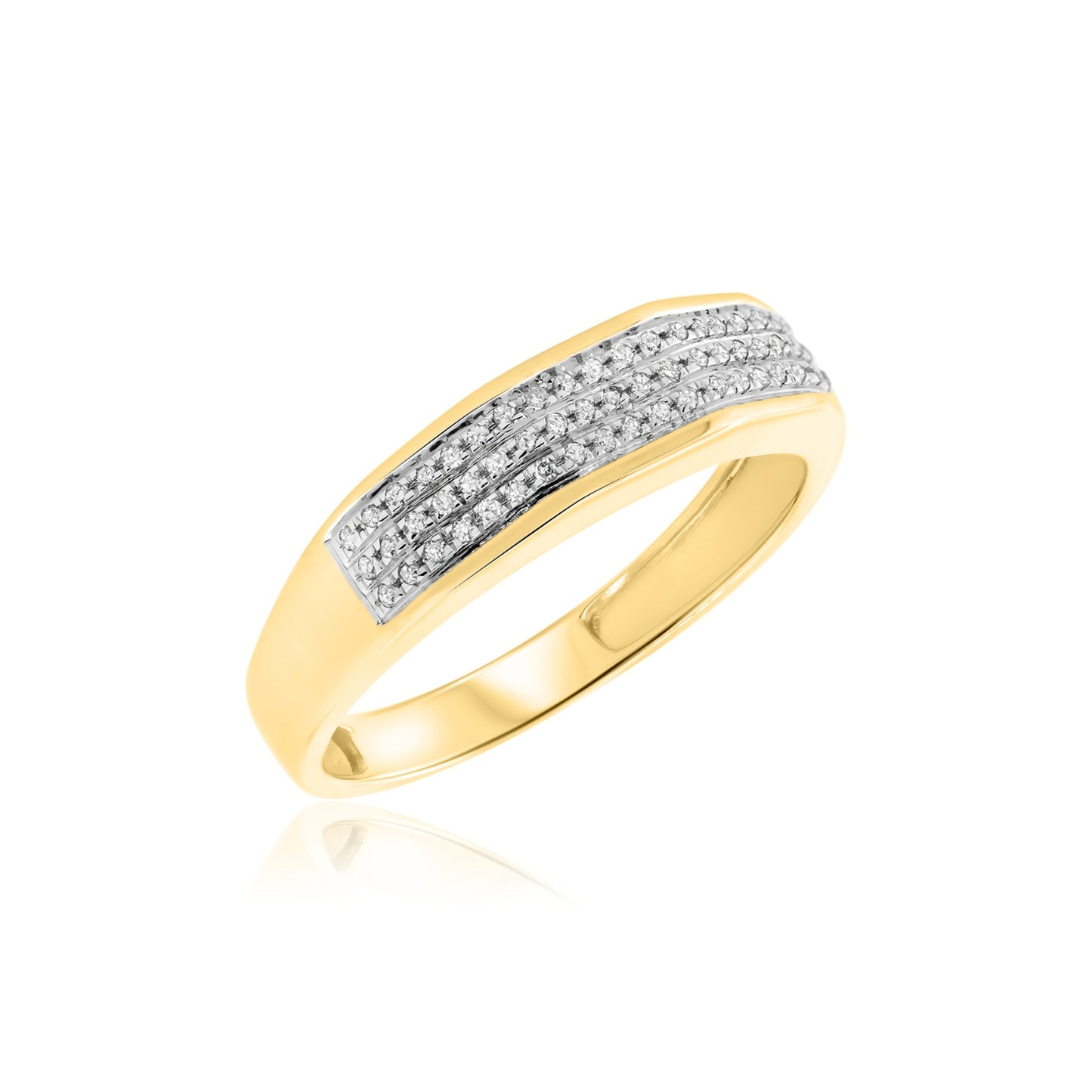 14K Yellow Gold Finish His & Her Trio Ring Set For Engagement