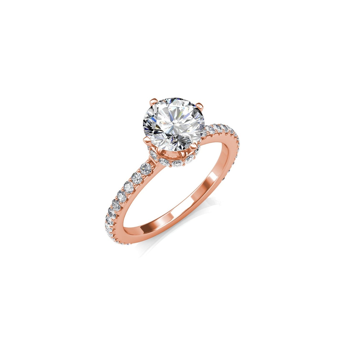 Rose Gold Finish Wedding Ring Round Cut Diamond Ring