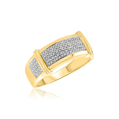 14K Yellow Gold Finish Bride & Groom Trio Ring Set For Wedding