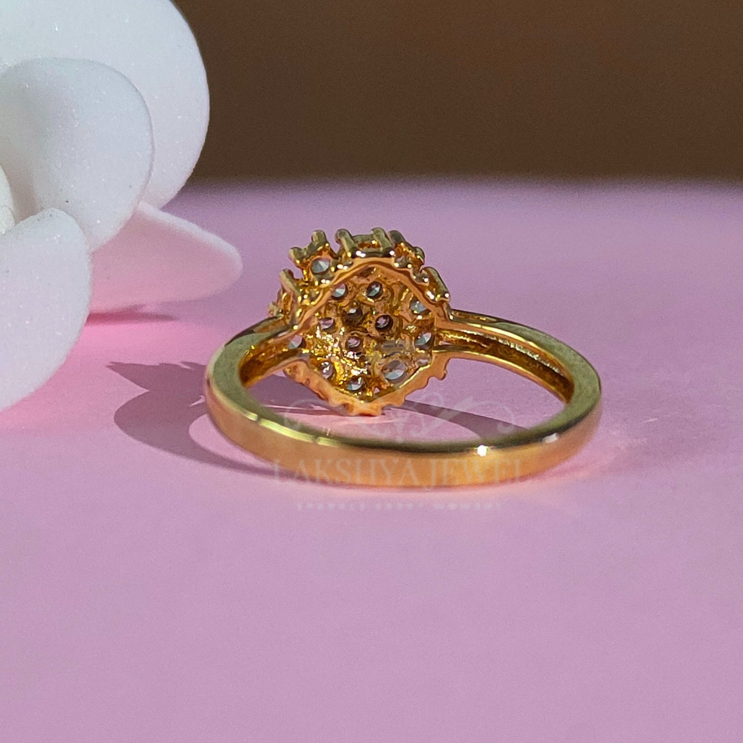 Ladies Round Cut Diamond 14K Yellow Gold Finish Promise Ring