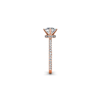 Rose Gold Finish Wedding Ring Round Cut Diamond Ring