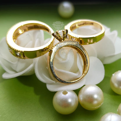 Couple Weddinf Ring Set For Women's & Men's 14K Yellow Gold Finish