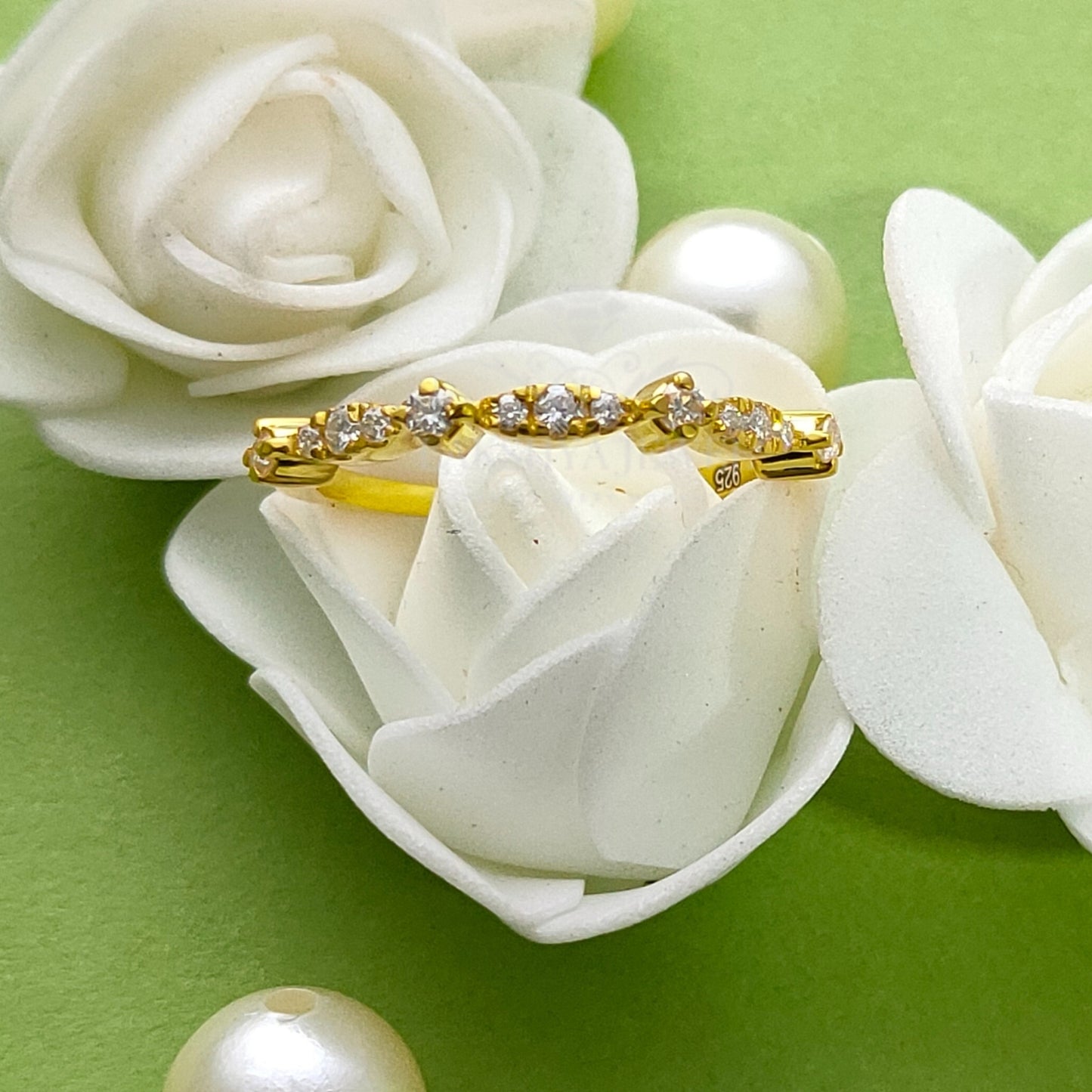 Wedding Engageent Band Ring Round Cut Diamond 14K Yellow Gold Finish Silver